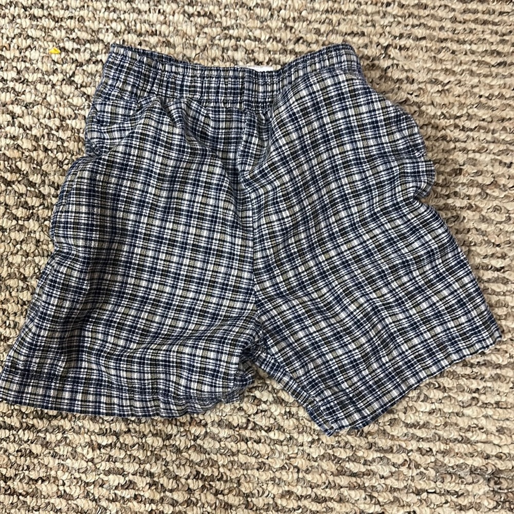 5T boys blue plaid swim shorts